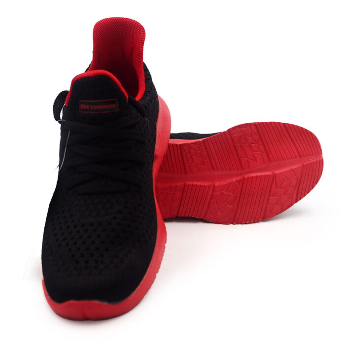 "Black and Red Sneakers with a Chunky Platform Sole for Women & Boys (wl813-03-Black Red) (" - Image 5