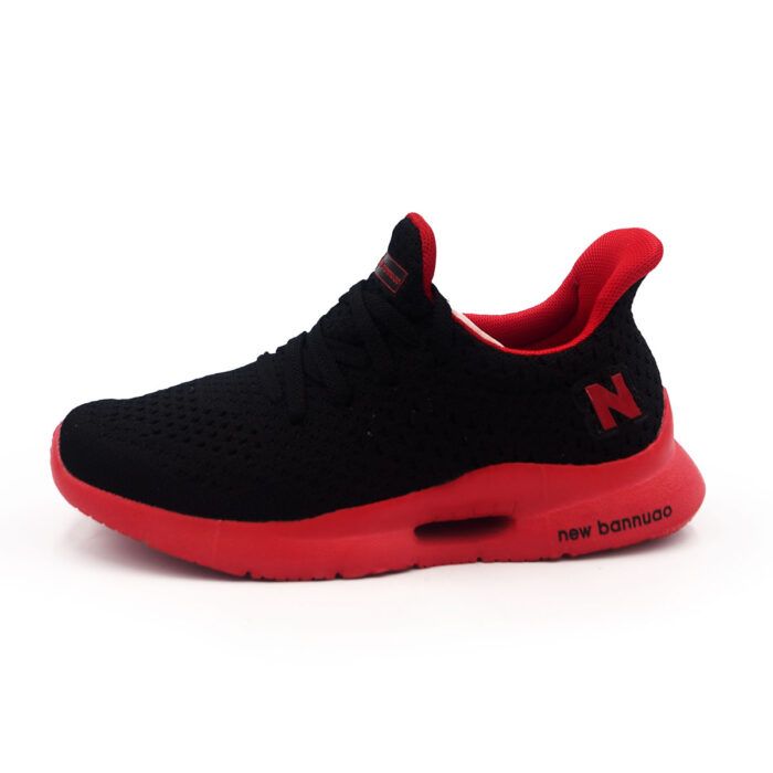 "Black and Red Sneakers with a Chunky Platform Sole for Women & Boys (wl813-03-Black Red) (" - Image 6