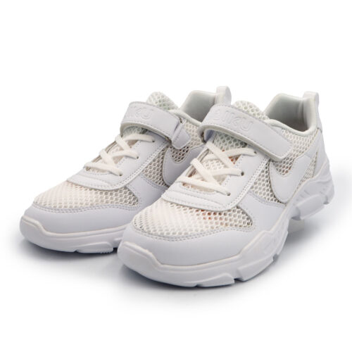Laiku Modern Mesh & PU Streetwear Sneakers Lace-Up Shoes for Man, Boys - Kasut (1220-white)