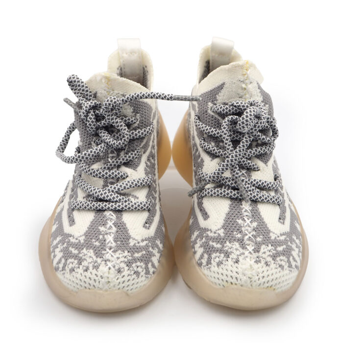Laiku Kids’ Fabric Slip-On Sneakers with Laces for 3 years to 4, Kasut Boy (5102 - gray stripped) - Image 2