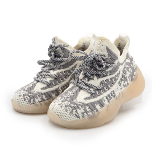 Laiku Kids’ Fabric Slip-On Sneakers with Laces for 3 years to 4, Kasut Boy (5102 - gray stripped)