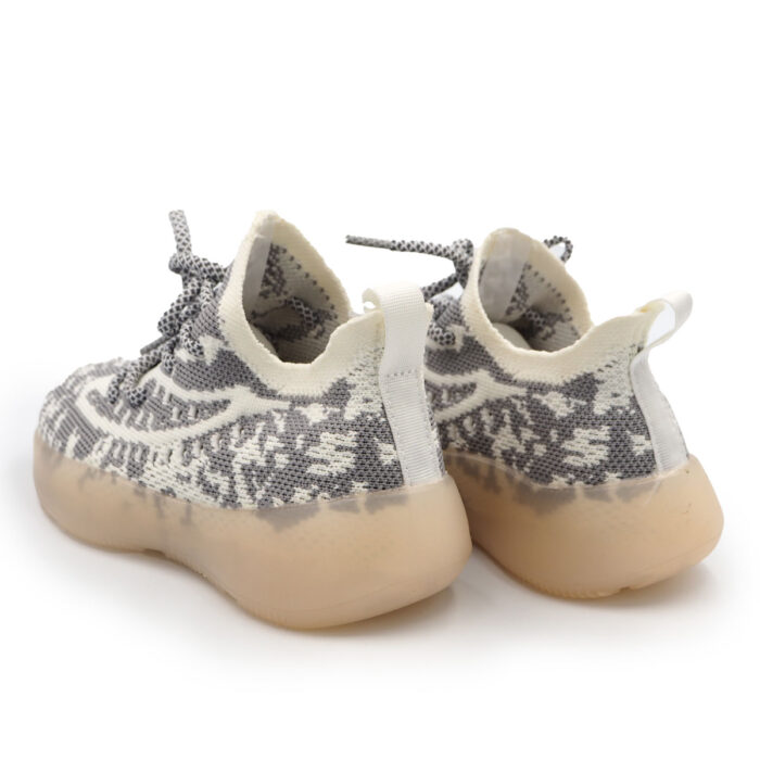 Laiku Kids’ Fabric Slip-On Sneakers with Laces for 3 years to 4, Kasut Boy (5102 - gray stripped) - Image 4