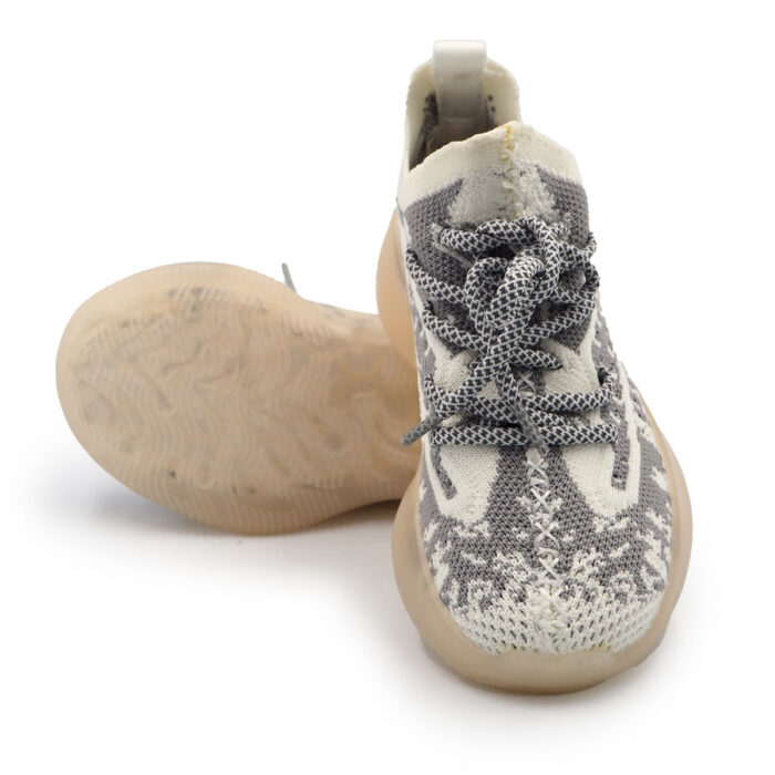 Laiku Kids’ Fabric Slip-On Sneakers with Laces for 3 years to 4, Kasut Boy (5102 - gray stripped) - Image 5