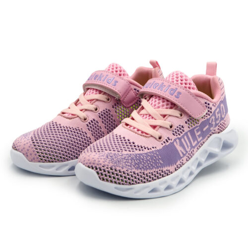 Kulelkids Pink and Purple Girls Sneakers Upper Mesh, Breathable for Casual and Running (B- kz3238 - pink)