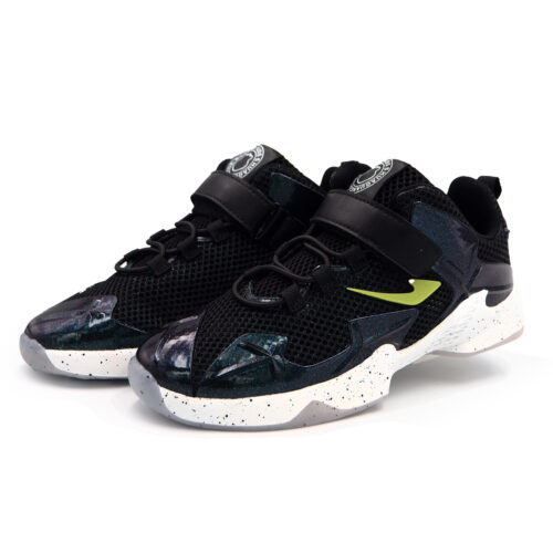 Fashion Sneakers for Women  with A Mesh and PU Upper with Glitter Accents, EVA Outsole, Lace-Up Closure (1092618 - black Green)