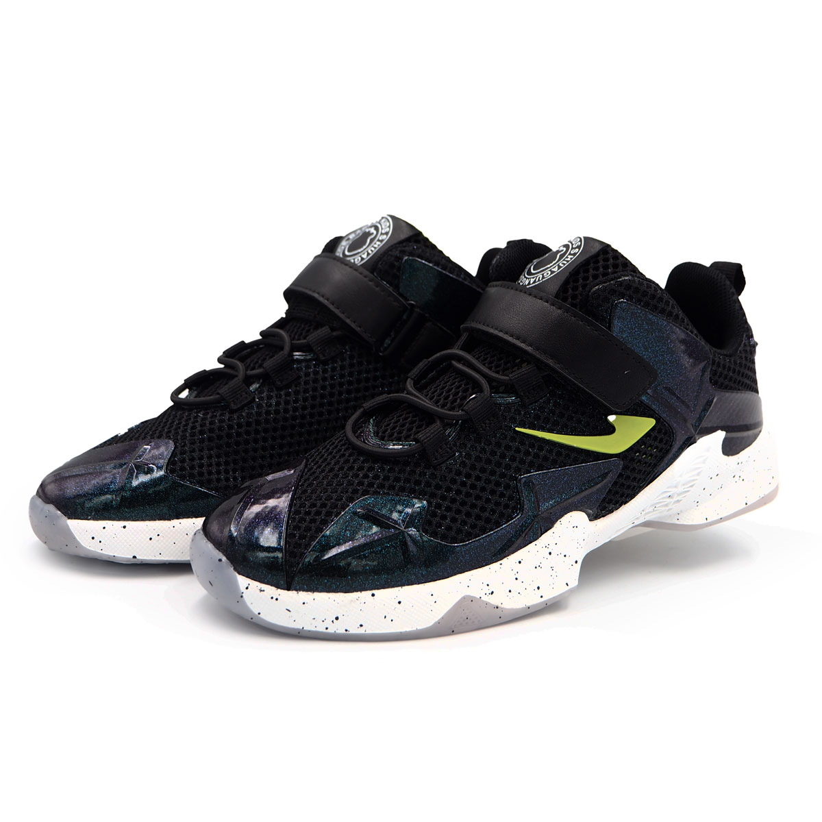Fashion Sneakers for Women  with A Mesh and PU Upper with Glitter Accents, EVA Outsole, Lace-Up Closure (1092618 - black Green)