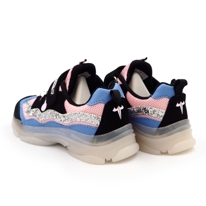 Durable & Breathable: Pink & Blue Girls' Sneakers with PVC Outsole (63632) - Image 4