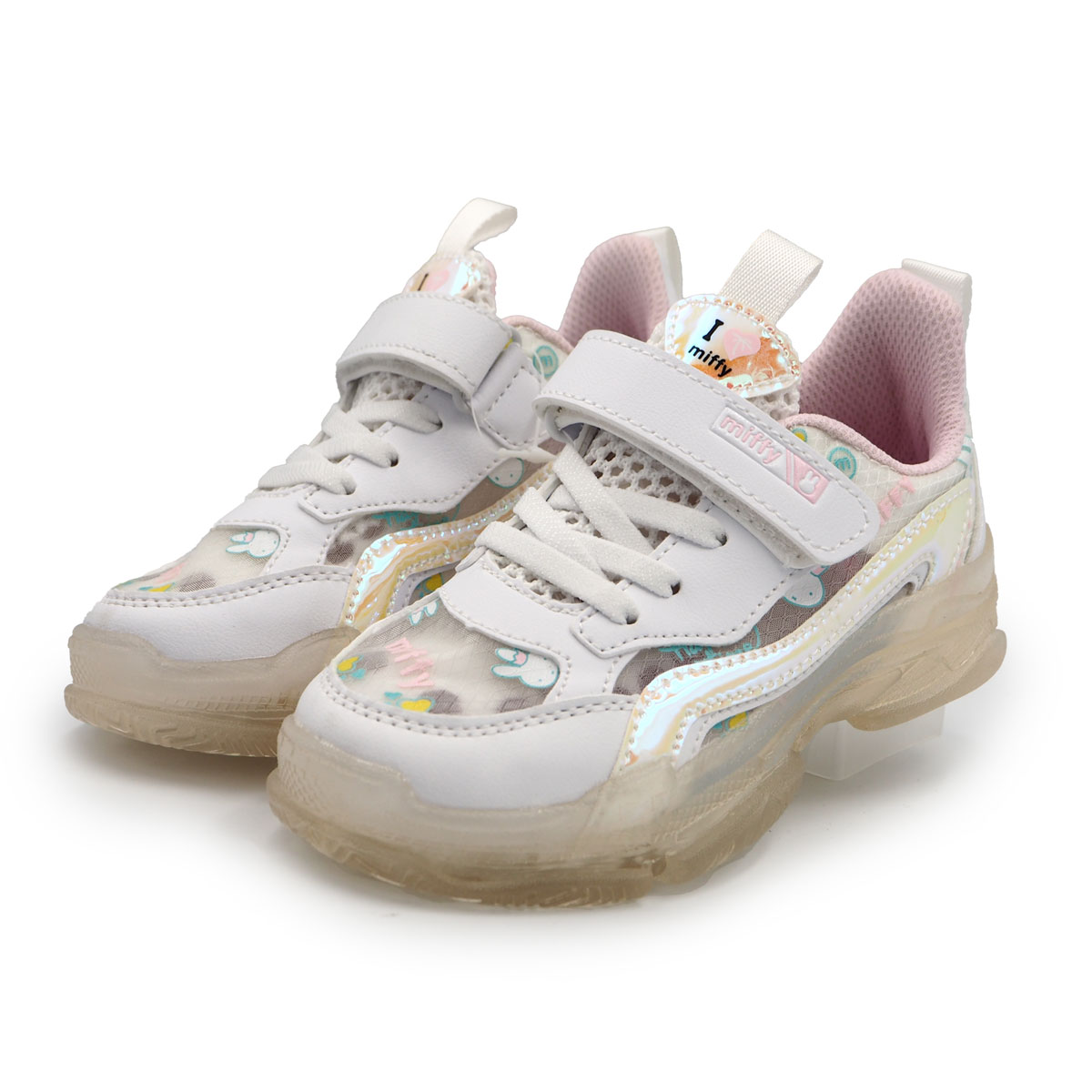 Miffy  Light in the Dark Shoes for Girls - Blink Light on Wlak Sneakers PU leather B- 62096 - white