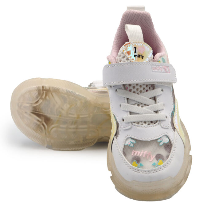 Miffy  Light in the Dark Shoes for Girls - Blink Light on Wlak Sneakers PU leather B- 62096 - white - Image 5