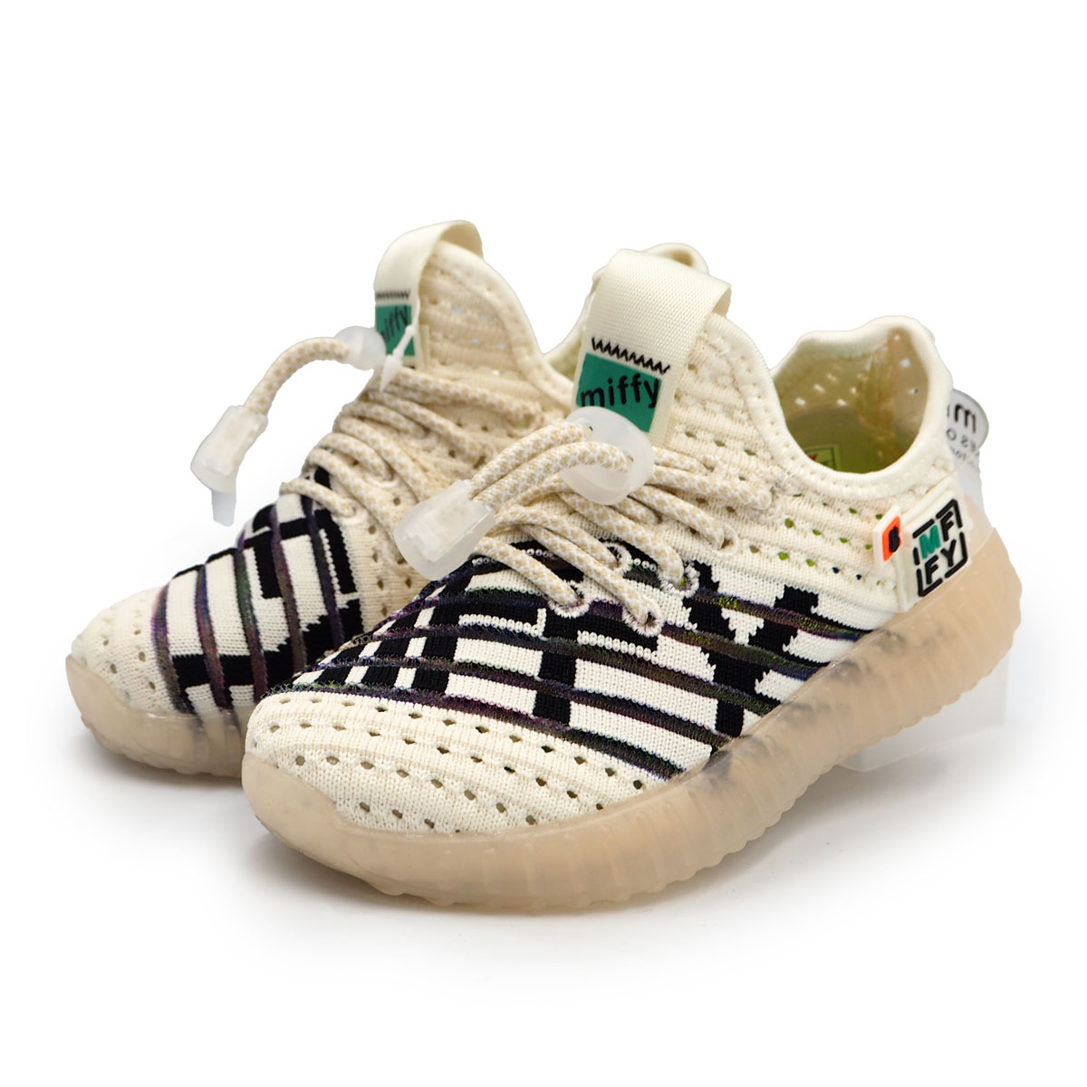 Miffy Fun White Sneakers with Light Blinking on Steps - Shoe for Kids B - 62136 white black