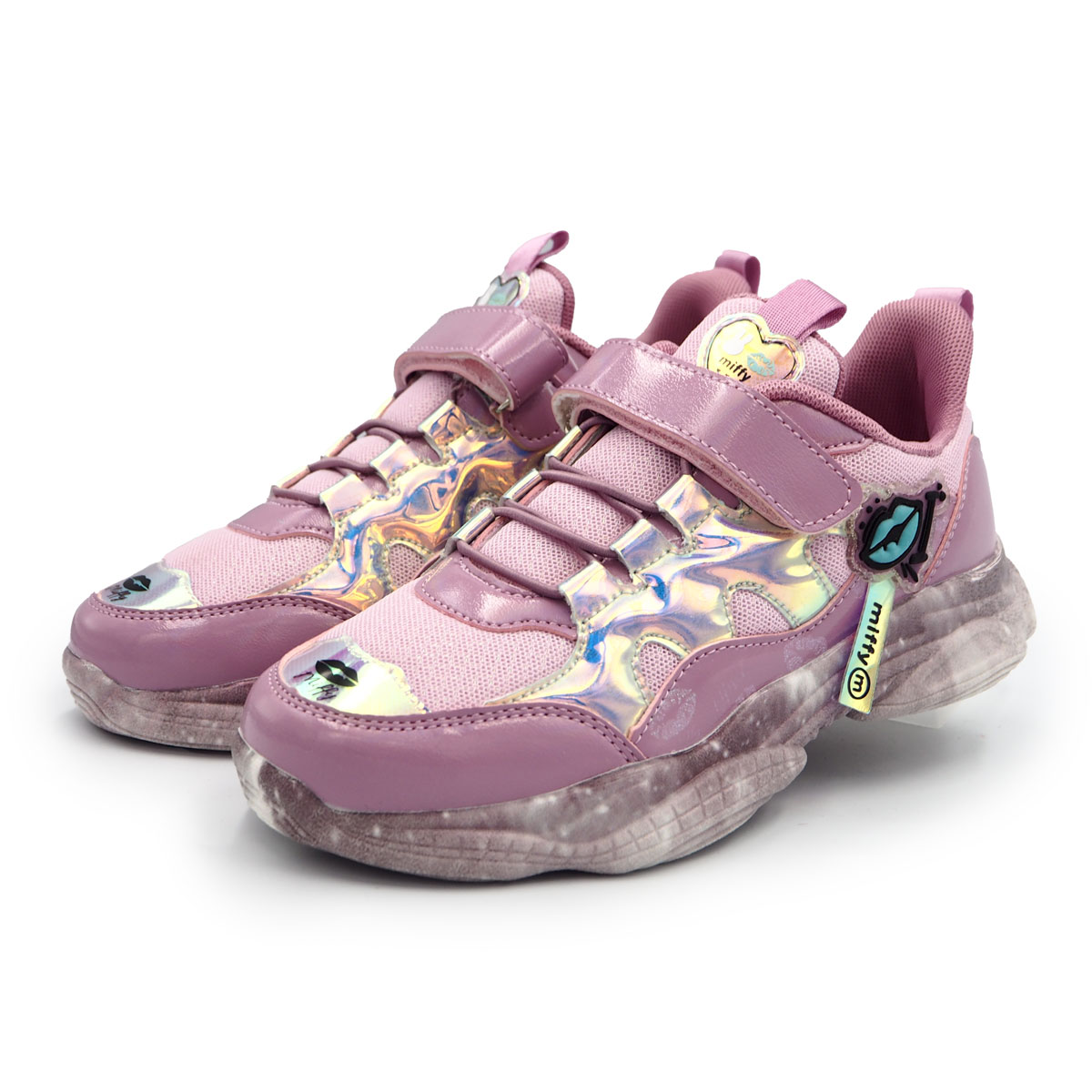 Miffy Comfy Fashion Pink - Gold Sneakers for Women size From 32 - 37 Easy On/Off) - Kastu (B - 61667 Gold purple)