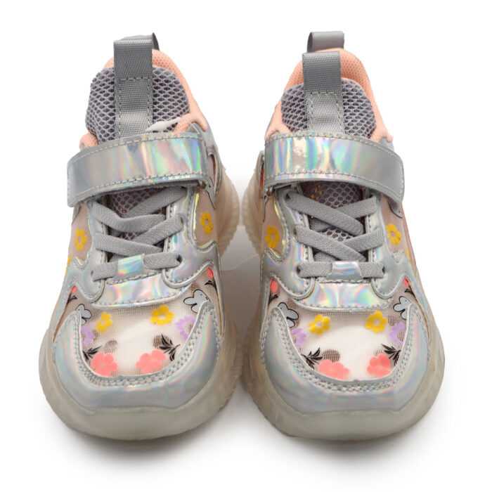 Miffy Silver Shiny Sneakers for Girls (Mesh & Chiffon) Stylish Sneakers for Girls with Easy On/Off  (B - 12056   Silver Shiny) - Image 2