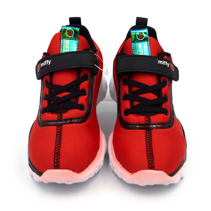 Breathable Unisex Shoes with Hook & Loop -Shcool Shoe - Casial Sneaker for Boys & Girls - Kasut (B - 61217 B red) - Image 2