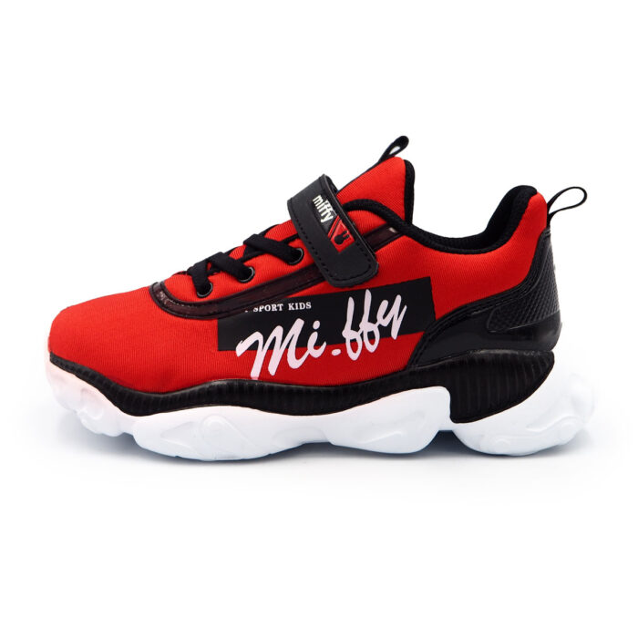 Breathable Unisex Shoes with Hook & Loop -Shcool Shoe - Casial Sneaker for Boys & Girls - Kasut (B - 61217 B red) - Image 6