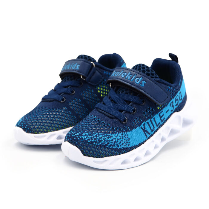 "Kule Kids:Casual Sneaker Shoes Cool Breeze & Comfy Steps in Dark Blue Mesh  (Sizes 25-30 EUR)  (B-  kx2100 - Blue)"