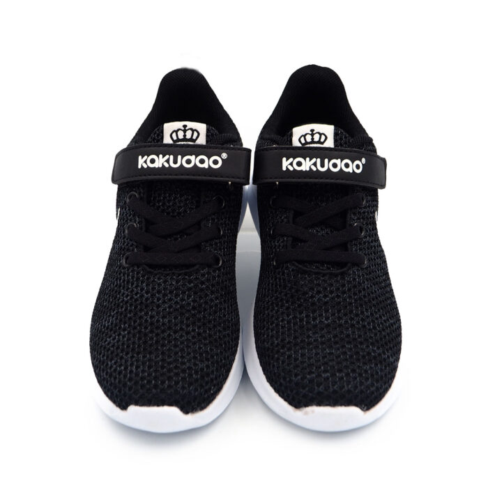 Black Flywoven Sport Shoes, Stylish Sneaker for Young Boys & Girls, School Shoe, Kasut B- K6582 Black - Image 2