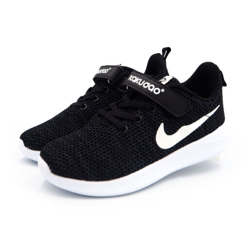 Black Flywoven Sport Shoes, Stylish Sneaker for Young Boys & Girls, School Shoe, Kasut B- K6582 Black