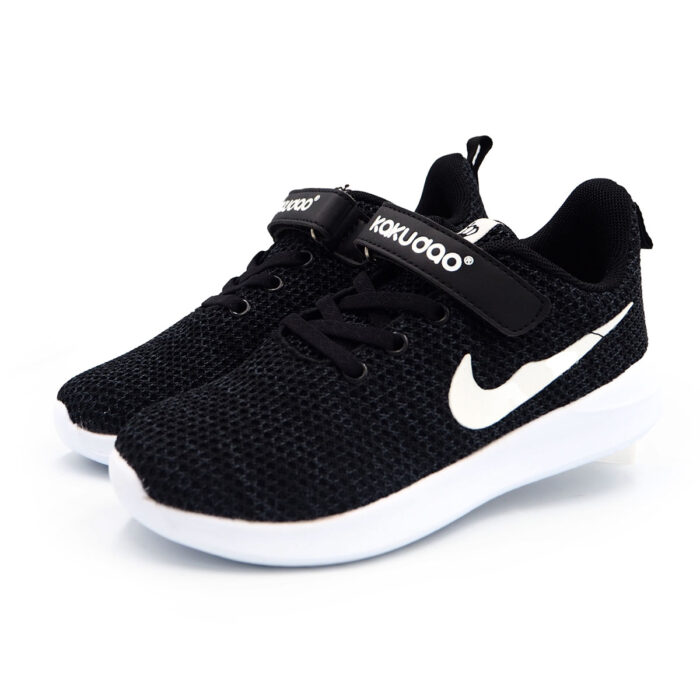 Black Flywoven Sport Shoes, Stylish Sneaker for Young Boys & Girls, School Shoe, Kasut B- K6582 Black