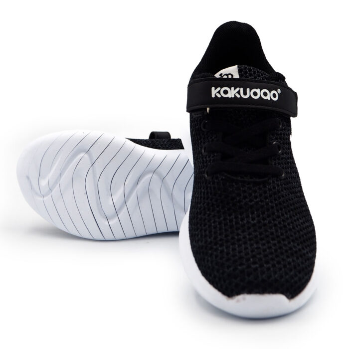 Black Flywoven Sport Shoes, Stylish Sneaker for Young Boys & Girls, School Shoe, Kasut B- K6582 Black - Image 5