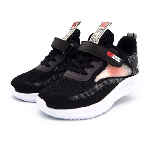 "Kule: Black Mesh Shoes Breezy Steps & Secure, Light Weight | Breathable Kasut (Sizes 26-31 EUR)B- kx2233- Black  "