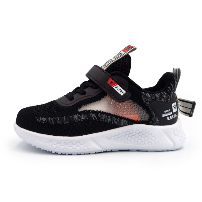 "Kule: Black Mesh Shoes Breezy Steps & Secure, Light Weight | Breathable Kasut (Sizes 26-31 EUR)B- kx2233- Black  " - Image 6