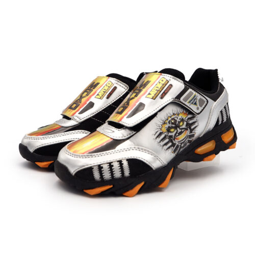 Hook & Loop Shoes for Children, Boys & Girs Sport Casul Rev Up for Fun with Monster Jam (Sizes 28-33 EUR)(B- 180457 Black Silver )