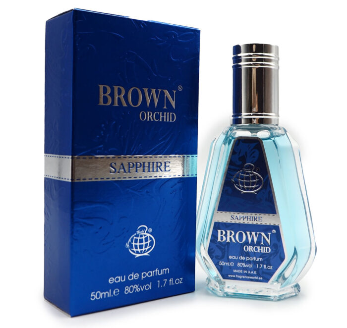 BROWN ORCHID" SAPPHIRE "PERFUME  BY Fragrance World for men , 50ML EDP - Image 4