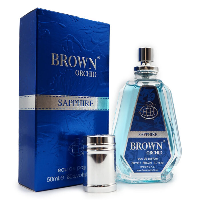 BROWN ORCHID" SAPPHIRE "PERFUME  BY Fragrance World for men , 50ML EDP - Image 7