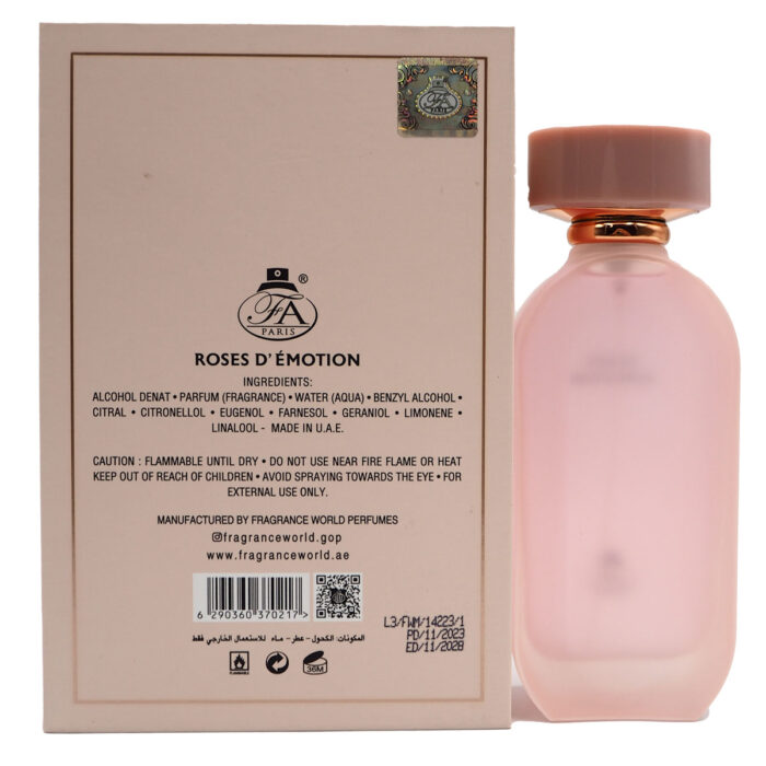 ROSES D'EMOTION PERFUME BY Fragrance world , 100ML  EDP - Image 4