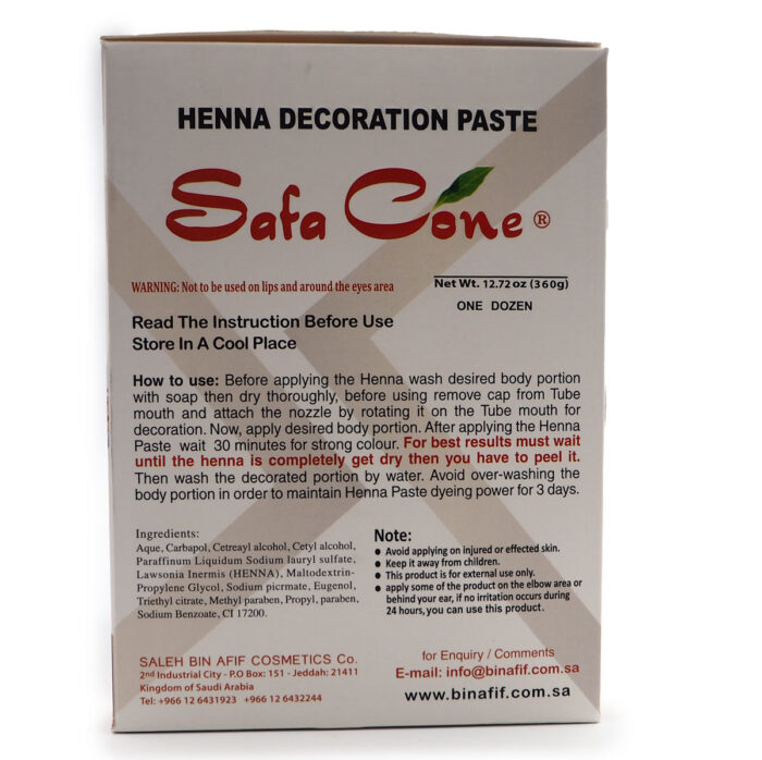 SAFA CONE RED HENNA DECORATION PASTE 30g - Image 4