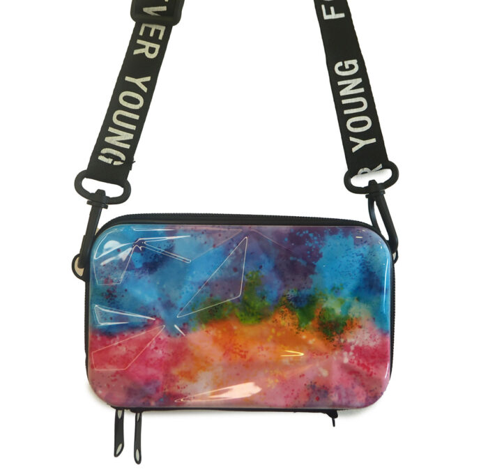 Trendy Square Box Bag, Travel Organizer Cosmetic Bad / Hard Shell Print Shoulder Bag ( 2-704-2 ) - Image 5