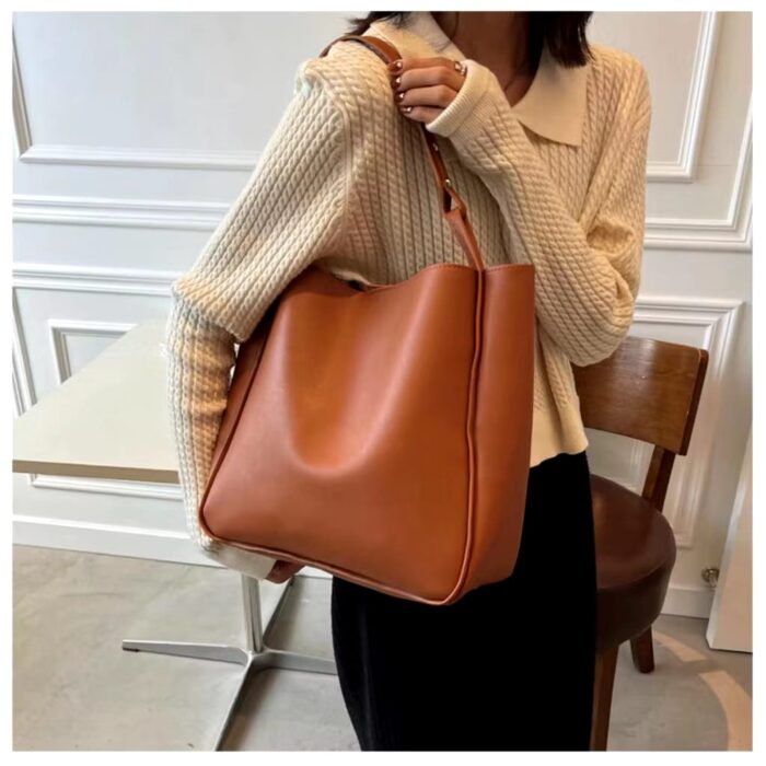 New Women Classy Fashion High Capacity  Premium PU Leather Shoulder Tote Bag For Women ( 8# A ) - Image 9