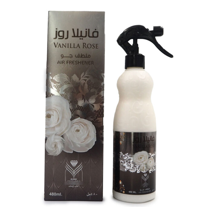 VANILLA ROSE AIR FRESHENER 480ML BY ALMAS PERFUMES, {FOR CARPETS, SOFAS AND CURTAINS}