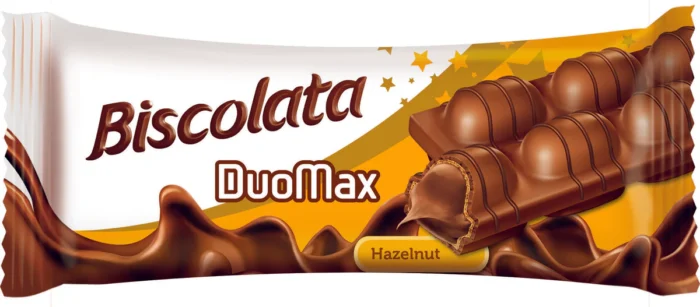BISCOLATA DuoMax x2 HAZELNUT , Milk Chocolate Coated Wafer with Hazelnut Carem 44g {1PC ,3PCS, 6PCS, 12PCS  } - Image 2