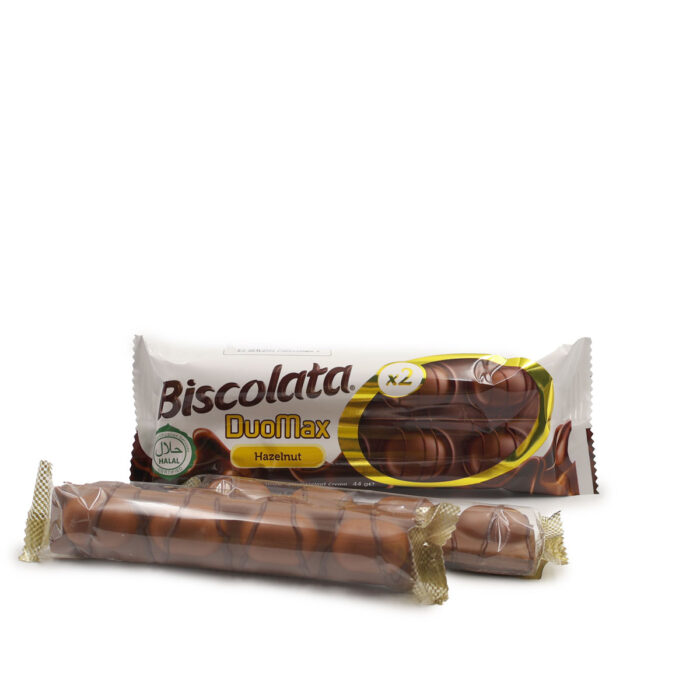 BISCOLATA DuoMax x2 HAZELNUT , Milk Chocolate Coated Wafer with Hazelnut Carem 44g {1PC ,3PCS, 6PCS, 12PCS  }