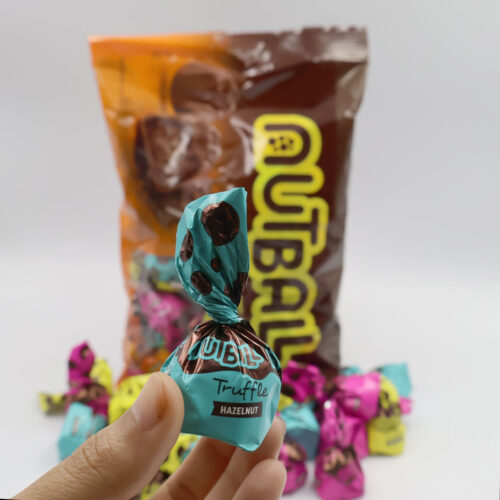 NUTBALL TRUFFLE, COCOA COATED WITH CRISPY RICE AND HUZELNUT CREAM {500G, 250g}