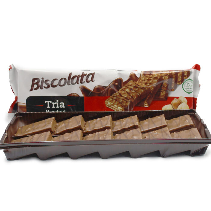 BISCOLATA TRIA HAZELNUT, MILK CHOCOLATE WAFERS WITH HAZELNUT CREAM 100G {1PC, 3PCS, 6PCS}