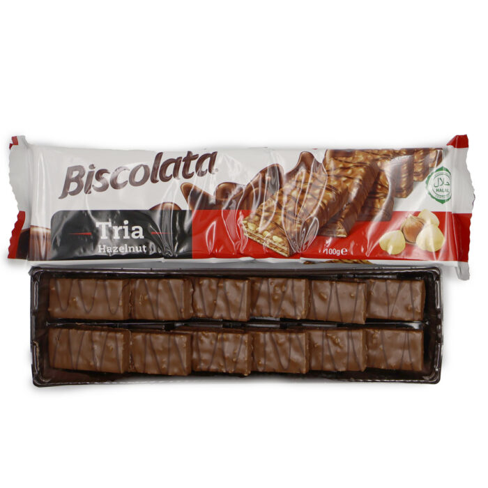 BISCOLATA TRIA HAZELNUT, MILK CHOCOLATE WAFERS WITH HAZELNUT CREAM 100G {1PC, 3PCS, 6PCS} - Image 7