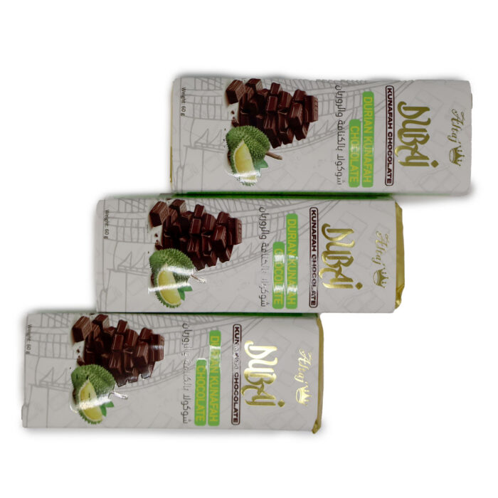 DUBAI KUNAFAH CHOCOLATE 60G {PISTACHIO KUNAFAH, ALMOND KUNAFAH WHITE CHOCOLATE, LOTUS KUNAFAH WHITE CHOCOLATE, DURIAN KUNAFAH} BY ALTAJ - Image 5