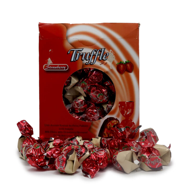 TRUFFLE MILK CHOCO WITH STRAWBERRY FLAVOURED CREAM AND CRISPY RICE BY ELVAN{ 250G, 500G, 1KG }