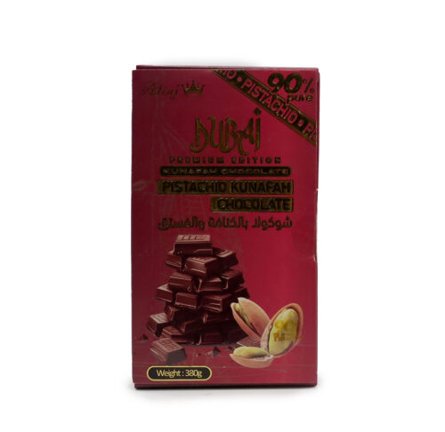 PISTACHIO KUNAFAH CHOCOLATE DUBAI 380G , 90% OF PASTE PURE PISTACHIO BY ALTAJ