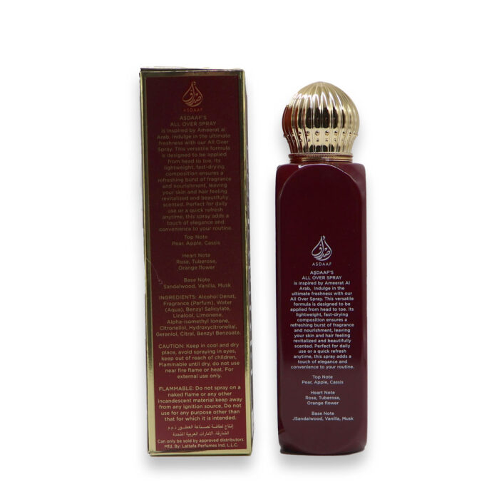 LATTAFA AMEERAT ALARAB ASDAF MINYAK WANGI - 150ML ALL OVER SPRAY PRINCESS OF ARABIA - Image 3